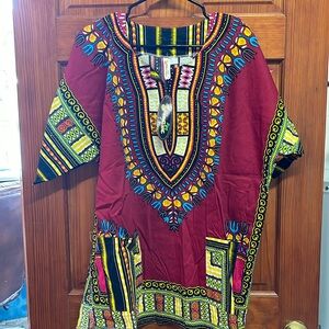 ShoreLine African Style Dashiki Unisex MAROON Short Sleeve Top